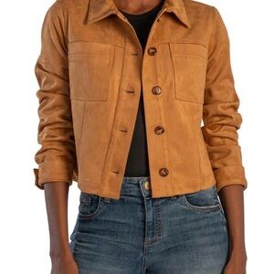 NWOT - Kut from the Kloth Matilda Crop Faux Suede Trucker Jacket